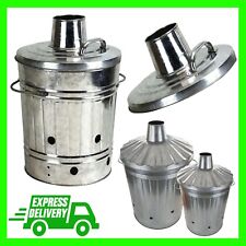 15L, 60L & 90L Heavy Duty Fire Burning Galvanised Metal Bin With Lid & Handles