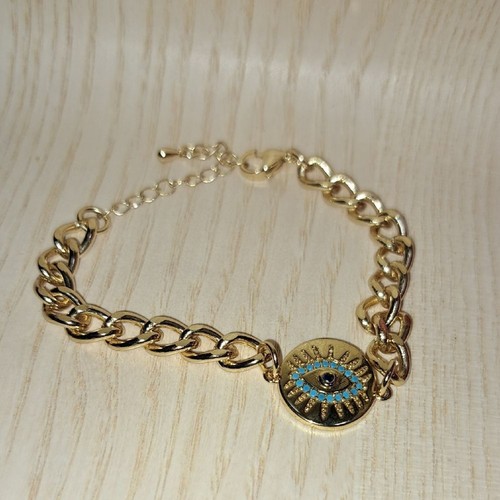 Gold evil eye bracelet - evil,
