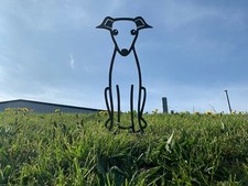 Sitting Greyhound Metal Dog
