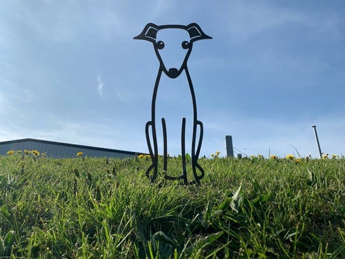 Sitting greyhound metal dog - metal,