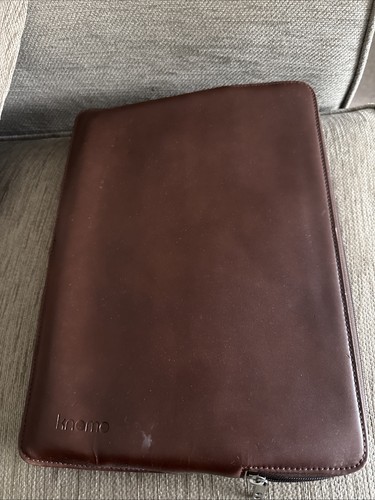 Brown leather knomo laptop - leather,
