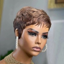 Brown Pixie Cut Wig Human Hair