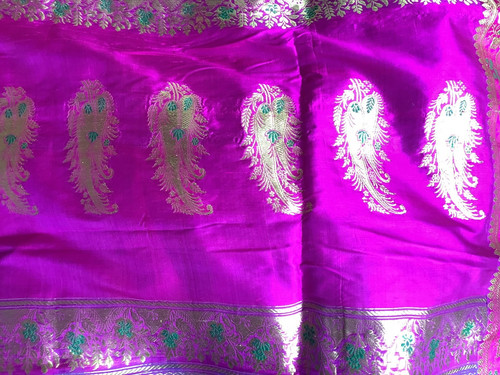 Silk sari fabric - silk, pink