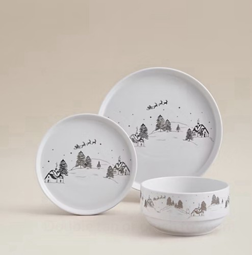 White winter scene dinner - white,