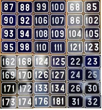 Big old blue French house number 1 to 250 door wall plate plaque enamel sign NOS