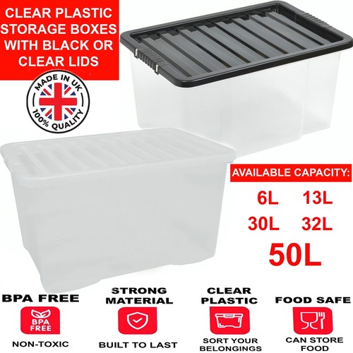 Plastic storage boxes clear - storage,