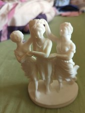 Exquisite Alabaster  Three Female Sculpture  White Figurines Greece 6,25"