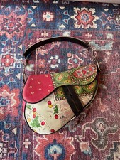 Rare Dior Patchwork Satin Saddle Bag, Galliano Era 2003