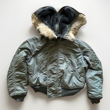 Vtg 70s Alpha Industries Flying Mens L Heavy Fur Jacket Hooded N-2B USA Scoville