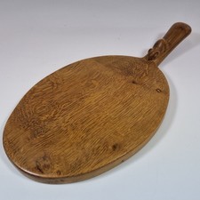 Robert Mouseman Thompson Carved Oak Cheese Board With Handle 36.5cm Long