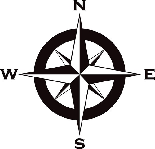 Compass decal sticker 100mm - compass, in