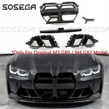 For BMW M3 G80 M4 G82 21-2024 CSL Style Gloss Front Nose Grill & Fog Light Cover