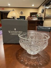Exquisite Waterford Hand Cut Crystal Killarney 10” Footed Bowl Seahorse Sig