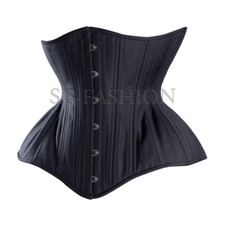 Cotton Corset Double Steel Boned Corset Waist Trainer Underbust Black Corset