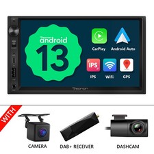 DAB+CAM+DVR+UA13 2 DIN Android 13 Car Stereo 7" IPS GPS Navigation CarPlay Radio