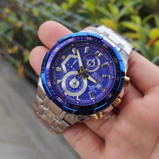 NEW CASIO MENS STAINLESS STEEL WATCH SILVER BRACELET & BLUE DIAL EFR539RB-2A