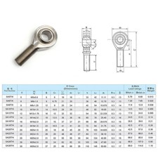 Stainless Steel Rose Joint Male/Female Rod End Bearing Right/Left Thread M5-M35