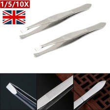 1/5/10Pcs  Eyebrow Tweezers Stainless Steel Hair Beauty Flat Tweezers Plucker UK