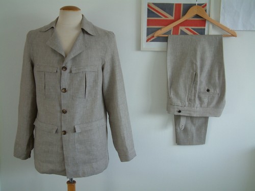 Bespoke linen safari suit - safari, suit..38"