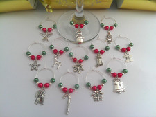 Christmas Wine Glass Charms Set of 12 - Secret Santa, Table Decoration, Gift