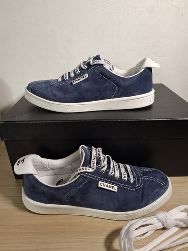 Chanel blue suede low - chanel,