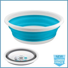 Collapsible BLUE Round Wash Basin 9L Bowl Space Saving Camping Washing 38cm