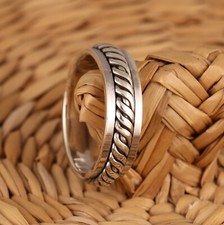 925 Sterling Silver Celtic Twist Spinning Thumb Band Ring 7mm Wide Mens/Womens