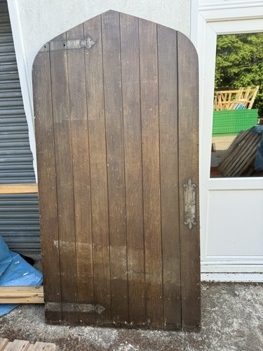 Antique arched oak door - antique,