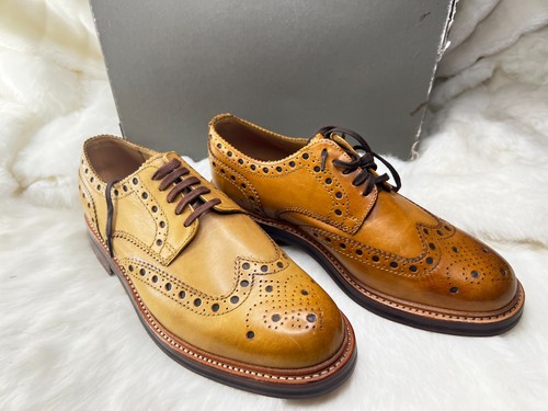 Grenson archie brogue tan calf - tan,