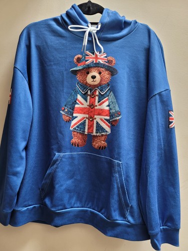 Blue hoodie with bear size - blue,