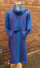 AVOCA COUNTY WICKLOW PURPLE & BLUE LAGENLOOK WOOL COAT FIT 10/14UK
