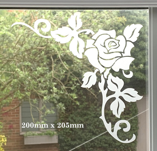 Etched glass vinyl - etched, rose