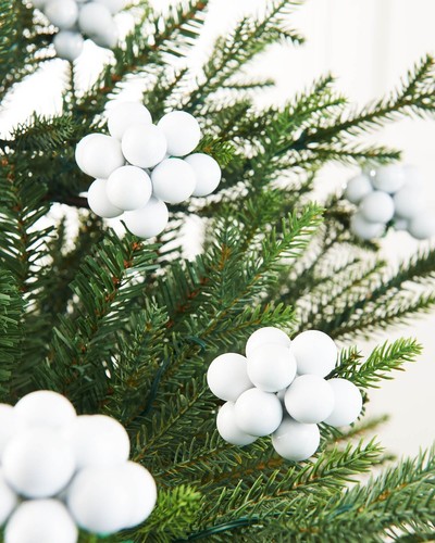 White glass berry cluster - white,