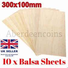 10x Balsa Wooden Plate 300 x 100 x 1mm Wood Sheet Model DIY House Ship Aircraft 