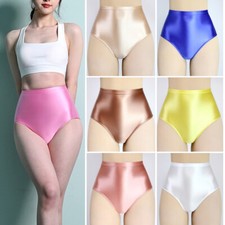 S-3XL Women Panties Shiny Satin Briefs Knickers Opaque Gym Yoga Shorts Underwear
