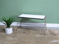 Vintage Formica Side Coffee Table Atomic Sputnik Danish White Mid-Century 