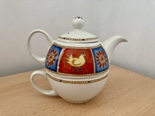 Vintage Arthur Woods Teapot For One  Fine Stoneware Chicken Flower