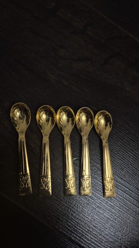 Gold plated teaspoons set 5 - gold,