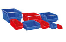 BLUE RED PLASTIC STACKING PARTS STORAGE BINS 7 SIZES SUPRA BIN INDUSTRIAL