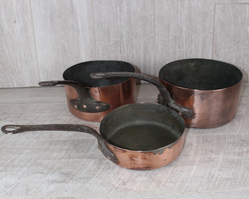 Antique french copper saucepan - antique,