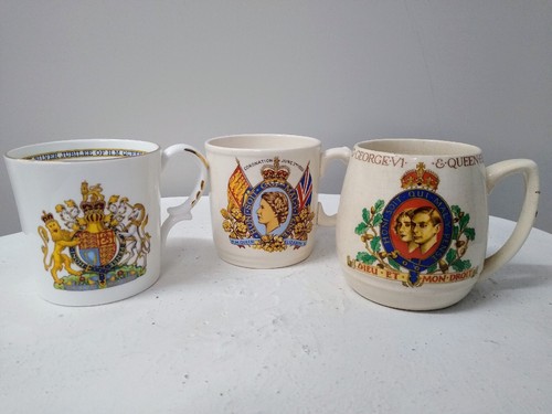Three vintage royal mugs - vintage,