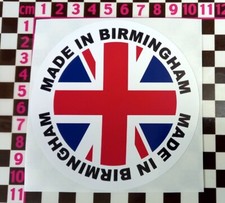 100mm Round Made in Birmingham Sticker - Austin 1100 1300 GT Cooper Mini Clubman