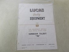 LUCAS ILLUSTRATED PARTS LIST