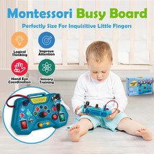 Montessori Busy Board LED Light Switch Joystick Sensory Travel Toys Activity
