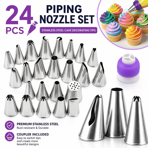 24pcs icing piping nozzle set - 24pcs,