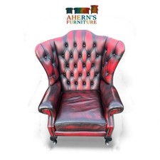 Vintage Oxblood Leather Chesterfield Queen Anne Chair FREE DELIVERY