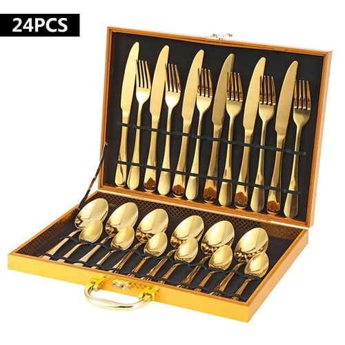 Gold cutlery set - set, 24-piece