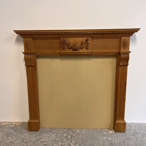 Pine hand carved fireplace - pine,