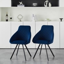 Set of 2 Blue Velvet Dining