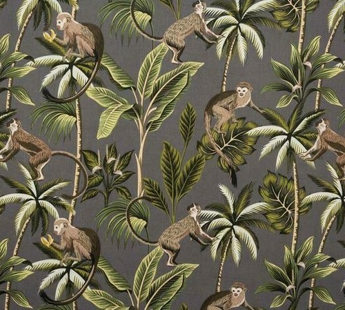 Fryetts monkey grey cotton pvc - monkey,